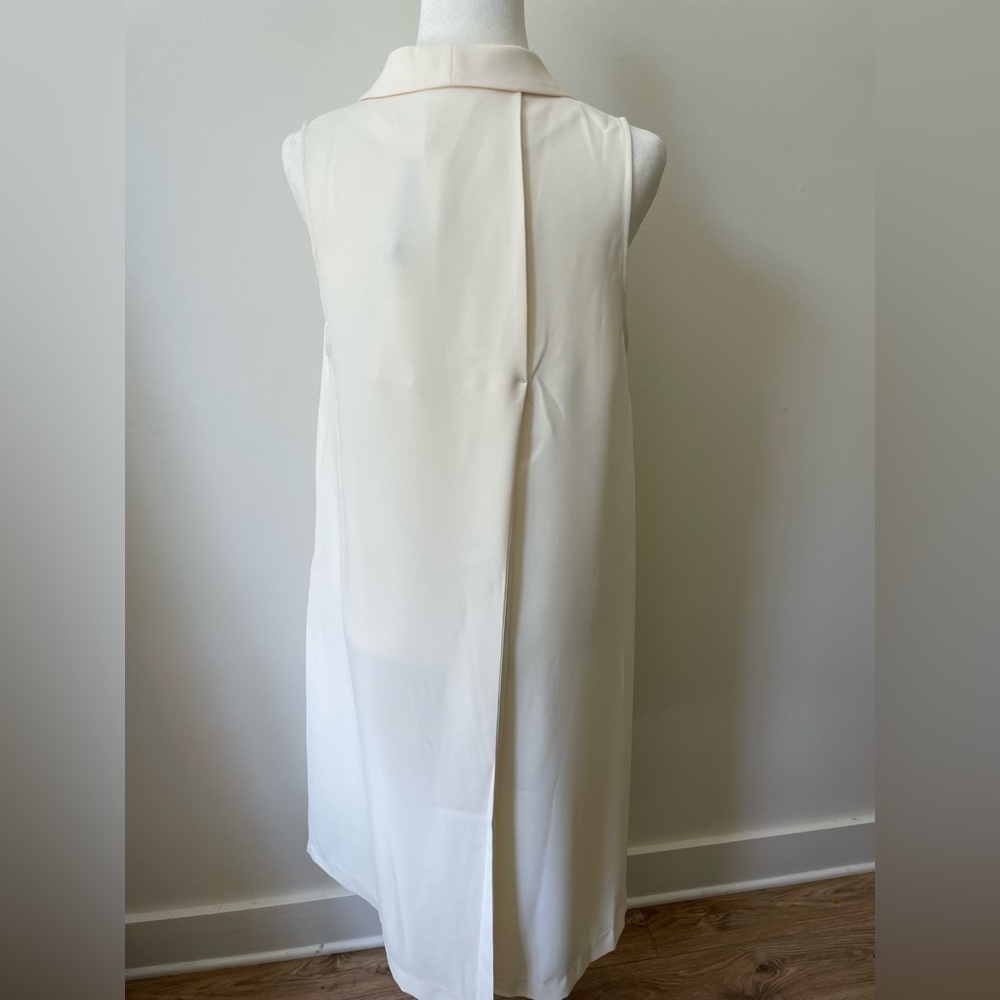 Lattelier Sleeveless White Blazer Duster Vest Size Small Classy Quite Luxury - Picture 8 of 12
